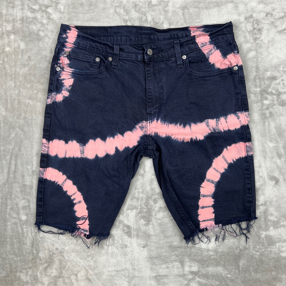 Levi Strauss 511 Distressed Tie Dye Denim Shorts Pink Blue‎ Size 33